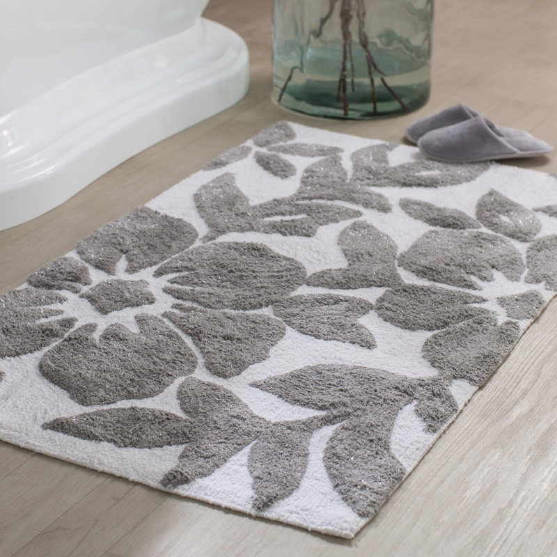 Aticus Tufted Leaf Rectangle Plastic/Vinyl NonSlip Floral Bath Rug
